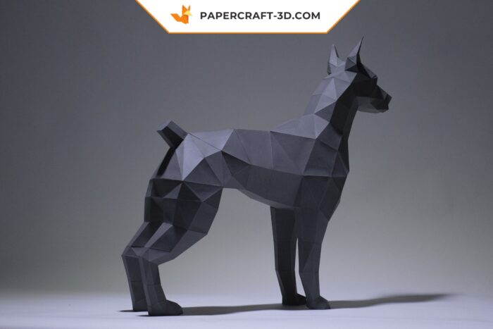 Papercraft Doberman en origami papier 3D pour décoration