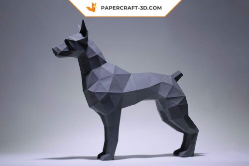 Papercraft Doberman en origami papier 3D pour décoration