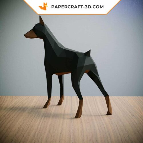 Papercraft Doberman Pinscher origami papier 3D