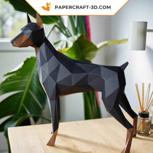 Papercraft Doberman Pinscher origami papier 3D
