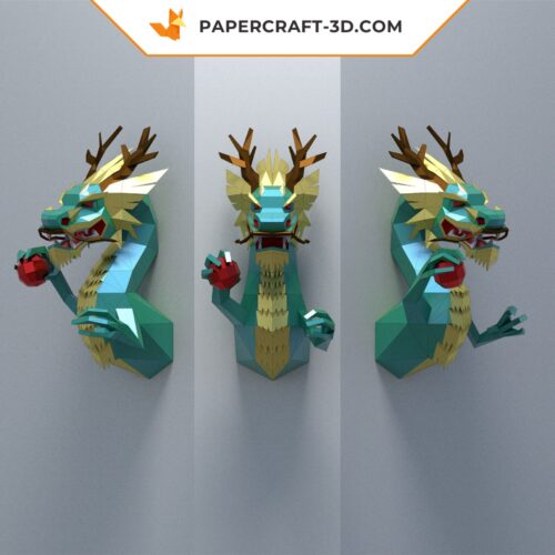 Papercraft dragon chinois en origami papier 3D