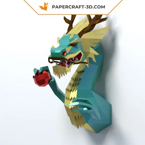 Papercraft dragon chinois en origami papier 3D