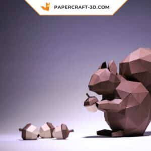 Papercraft écureuil origami papier 3D à télécharger en PDF