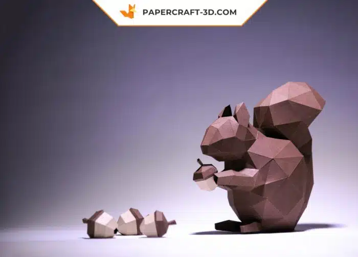 Papercraft écureuil origami papier 3D à télécharger en PDF