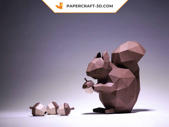 Papercraft écureuil origami papier 3D à télécharger en PDF