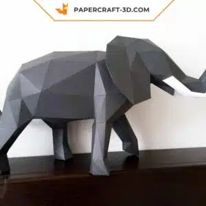 Papercraft éléphant Lowpoly en origami papier 3D