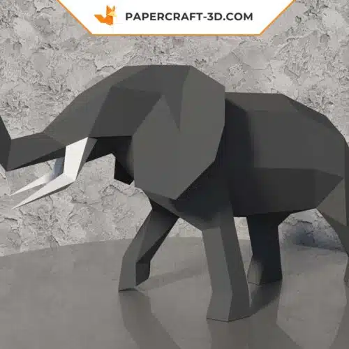 Papercraft elefante que barrita en origami 3D