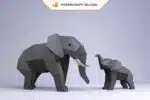 Papercraft éléphants origami papier 3D modèle numérique PDF