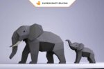 Papercraft éléphants origami papier 3D modèle numérique PDF