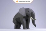 Papercraft éléphants origami papier 3D modèle numérique PDF