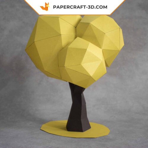 Papercraft ensemble d’arbres 2 pièces kit origami 3D DIY pepakura modèle basse poly