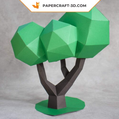 Papercraft ensemble d’arbres 2 pièces kit origami 3D DIY pepakura modèle basse poly