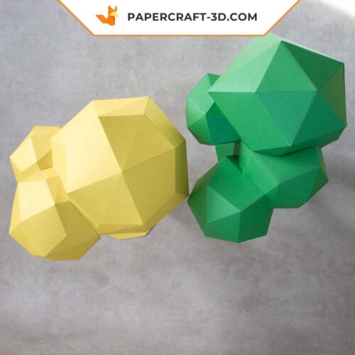 Papercraft ensemble d’arbres 2 pièces kit origami 3D DIY pepakura modèle basse poly