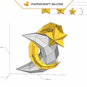 Papercraft étoile et lune origami papier 3D