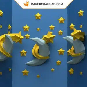 Papercraft étoile et lune origami papier 3D