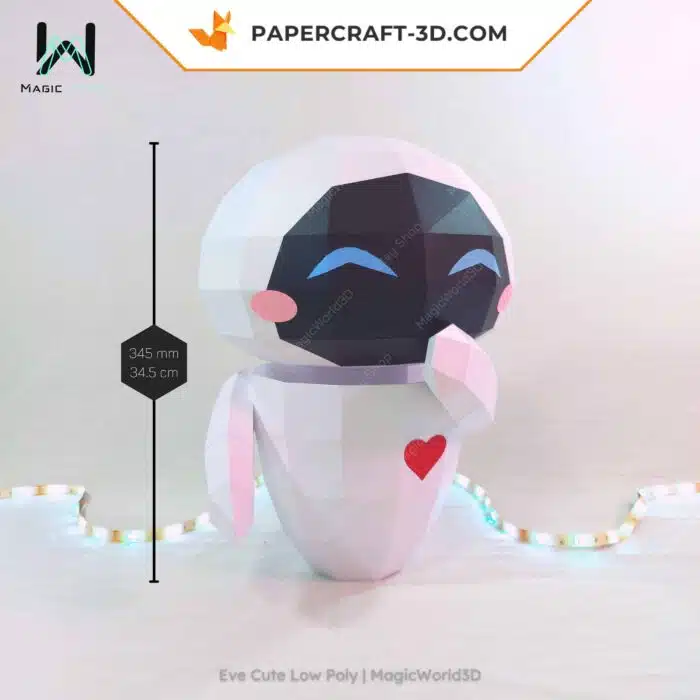 Papercraft Eve mignonne en origami papier 3D, modèle PDF, sculpture en papier, DIY