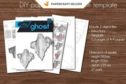 Papercraft Fantôme DIY en origami papier 3D pour décoration murale