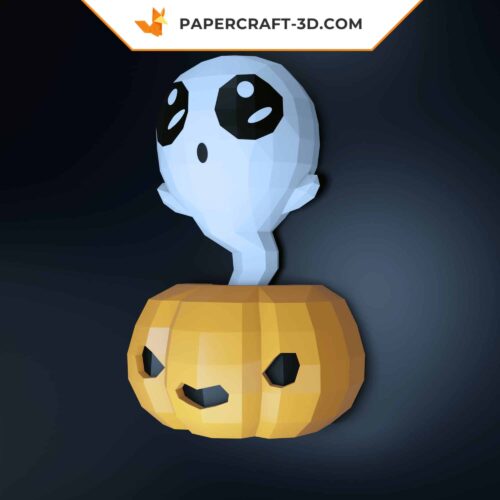 Papercraft Fantôme en Citrouille pour Halloween, Modèle DIY 3D en Papier Origami