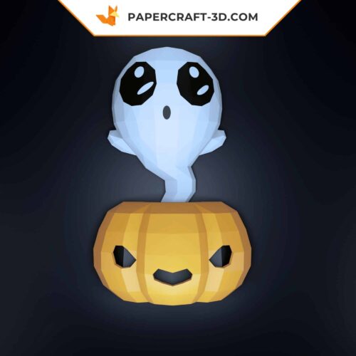 Papercraft Fantôme en Citrouille pour Halloween, Modèle DIY 3D en Papier Origami