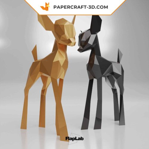 Papercraft Faon mignon, modèle d’animal numérique en papier 3D origami