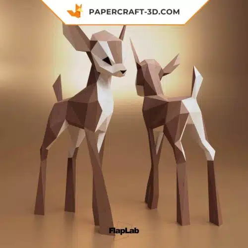 Papercraft de cervatillo lindo en origami 3D