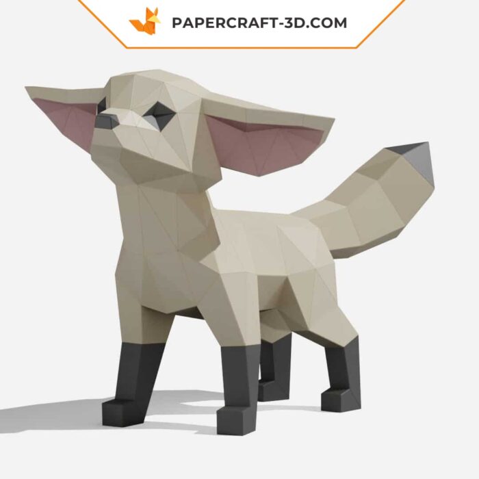 Papercraft Fennec en pose 2 modèle papier 3D