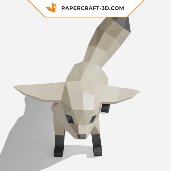 Papercraft Fennec en pose 2 modèle papier 3D