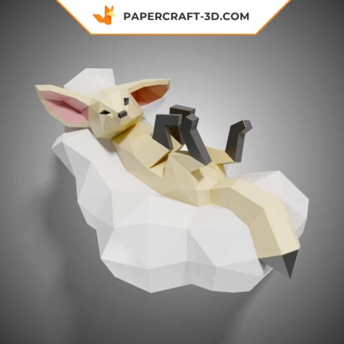 Papercraft de feneco em nuvem em origami 3D