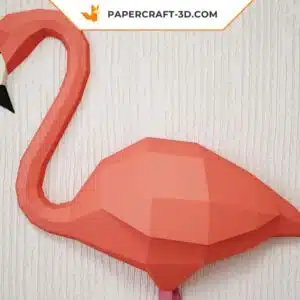 Papercraft Flamant rose origami papier 3D