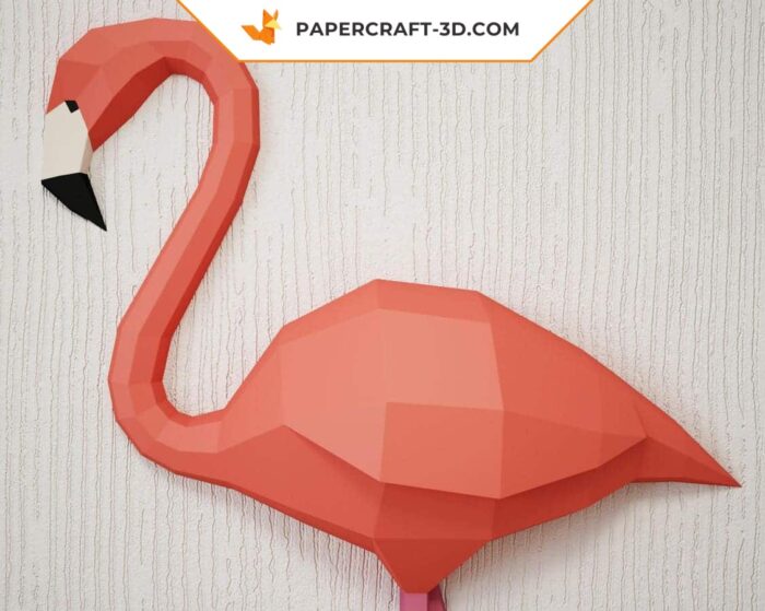 Papercraft Flamant rose origami papier 3D