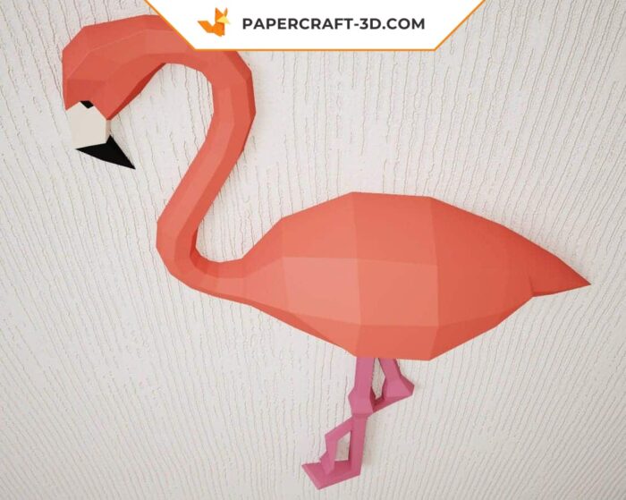 Papercraft Flamant rose origami papier 3D