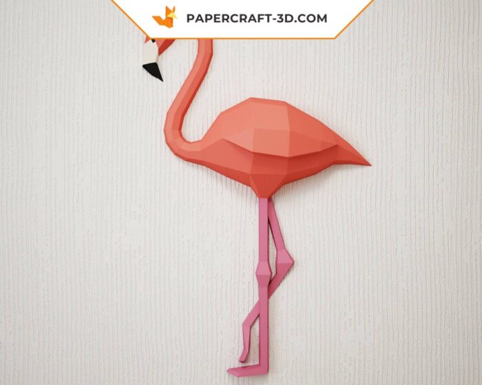 Papercraft Flamant rose origami papier 3D