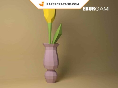Papercraft fleur tulipe en origami papier 3D à construire soi-même