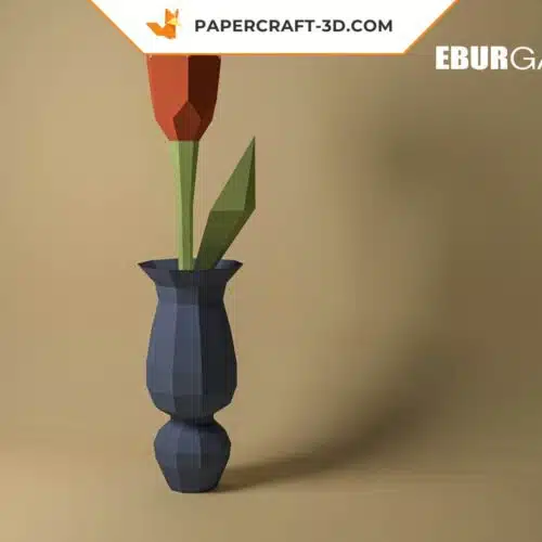 Papercraft fleur tulipe en origami papier 3D à construire soi-même