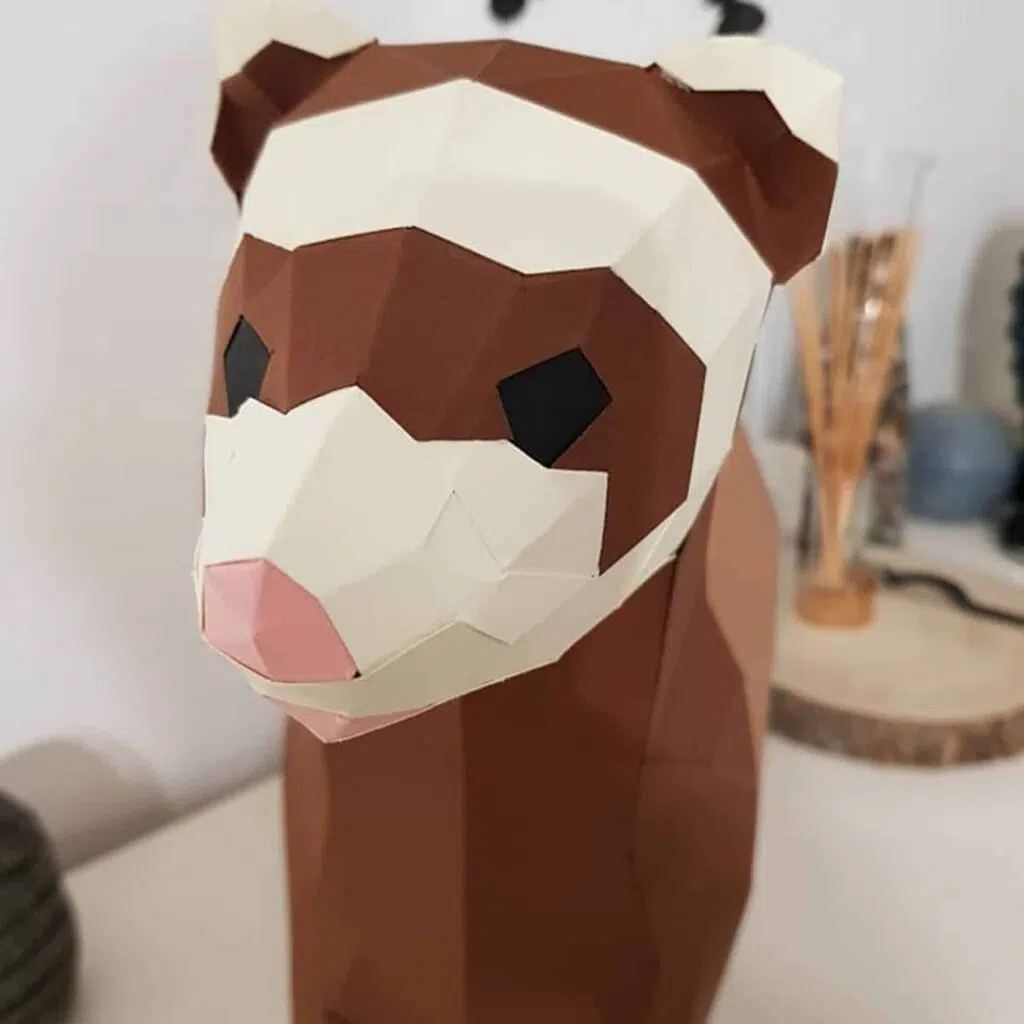 Papercraft de furet en origami 3D