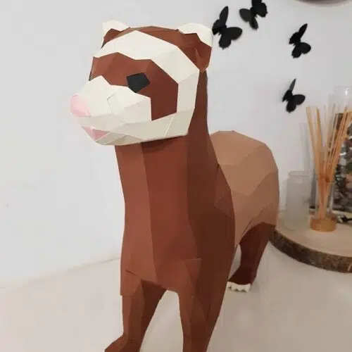 Papercraft de furet en origami 3D