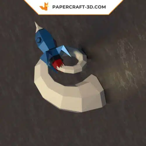 Papercraft de foguete voador em origami 3D