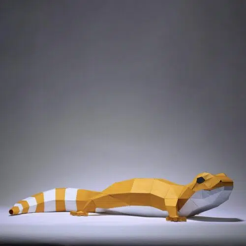Papercraft di geco leopardo in origami 3D