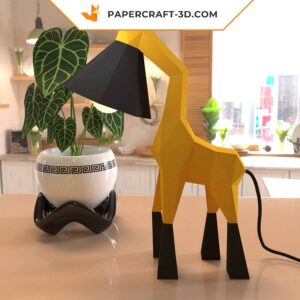 Papercraft girafe lampe origami papier 3D