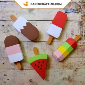 Papercraft Glaces Popsicles origami papier 3D