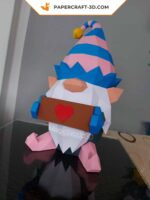 Papercraft Gnome de Noël en papier 3D pour décoration d’intérieur