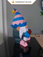 Papercraft Gnome de Noël en papier 3D pour décoration d’intérieur