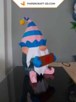 Papercraft Gnome de Noël en papier 3D pour décoration d’intérieur