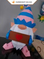 Papercraft Gnome de Noël en papier 3D pour décoration d’intérieur