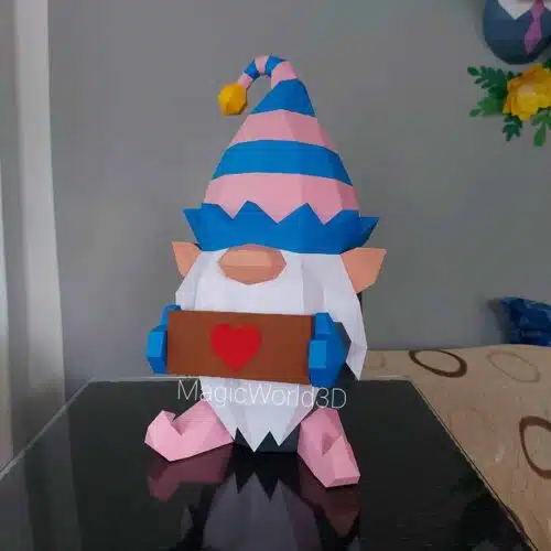 Papercraft Gnome de Noël en papier 3D pour décoration d’intérieur