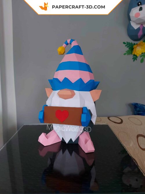 Papercraft Gnome de Noël en papier 3D pour décoration d’intérieur