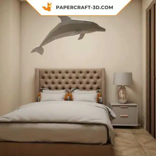 Papercraft grand modèle de dauphin en origami papier 3D