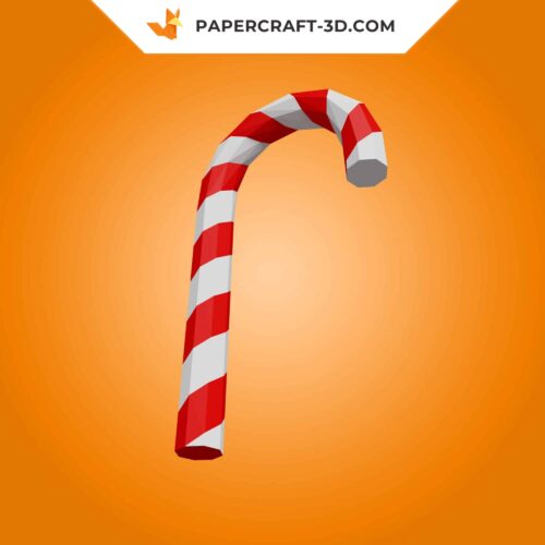 Papercraft grande canne de Noël en origami papier 3D DIY