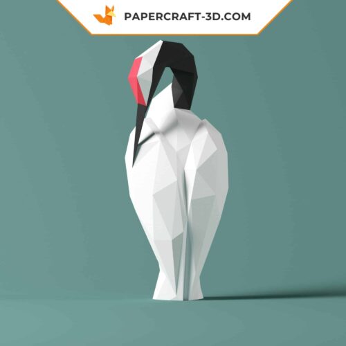 Papercraft grue à couronne rouge origami papier 3D