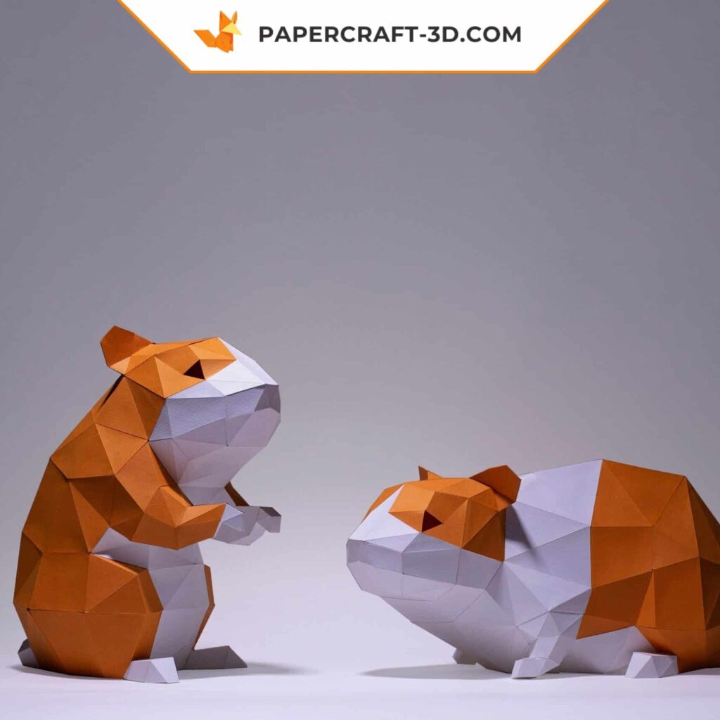 Papercraft de hamsters en origami 3D